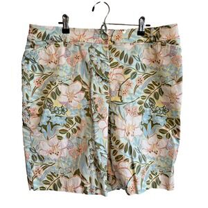 Talbots Perfect Shorts Stretch Floral Size 16 Feminine Coastal Travel Casual